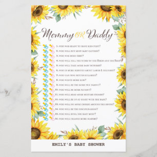 Spring Sunflower Baby Shower Game DRUCKT