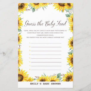 Spring Sunflower Baby Shower Game DRUCKT
