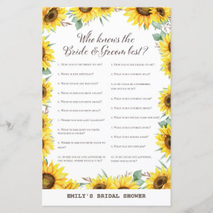 Spring Sunflower Brautparty Game DRUCKT