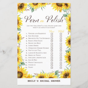 Spring Sunflower Brautparty Game DRUCKT