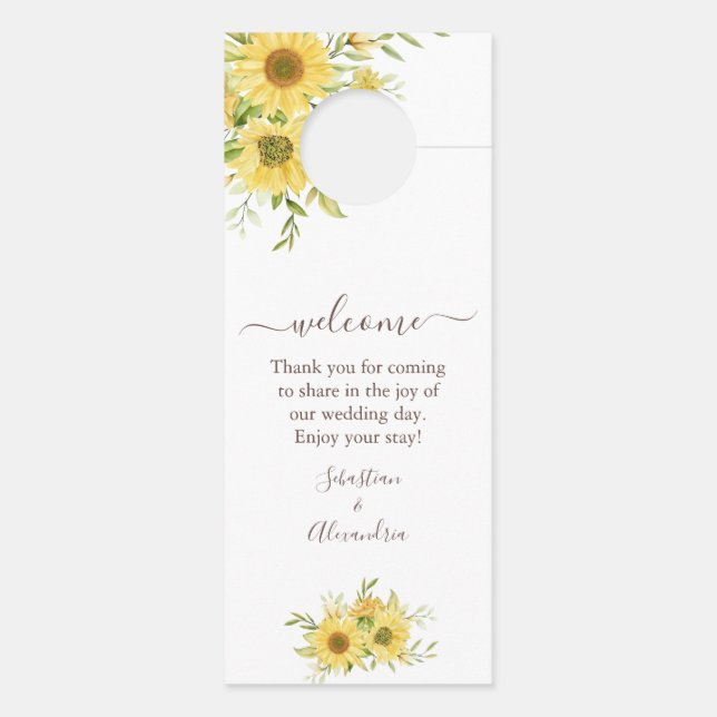 Spring Sunflower Wedding Door Hanger Türanhänger (Rückseite)