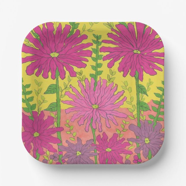 Spring Sunshine Floral Pappteller (Vorderseite)