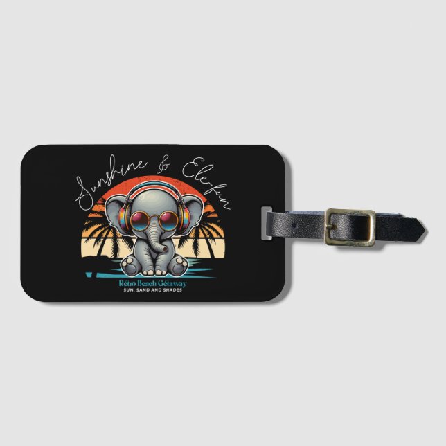 Spring Sunshine und Ele-fun Retro Beach Abenteuer Gepäckanhänger (Vorderseite (Horizontal))
