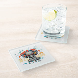 Spring Sunshine und Ele-fun Retro Beach Abenteuer Glasuntersetzer
