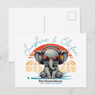 Spring Sunshine und Ele-fun Retro Beach Abenteuer Postkarte
