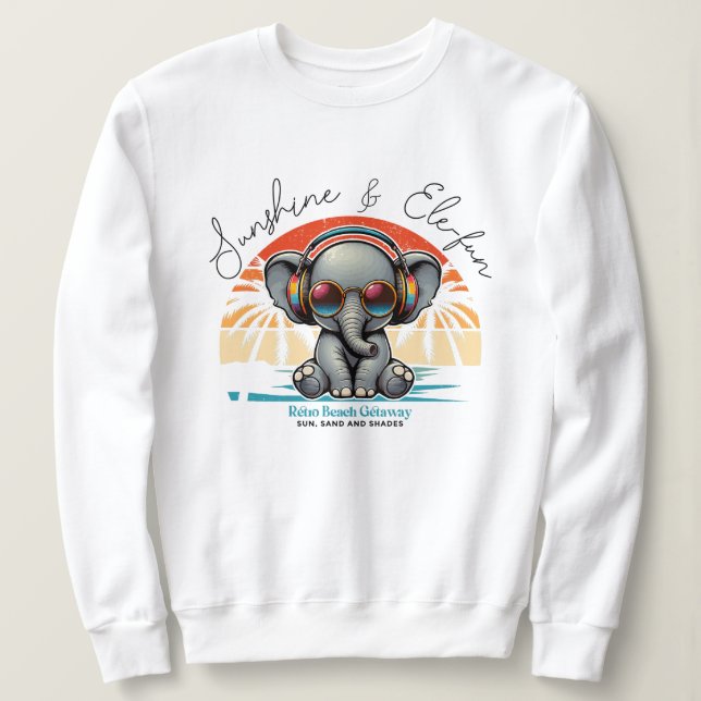 Spring Sunshine und Ele-fun Retro Beach Abenteuer Sweatshirt (Design vorne)