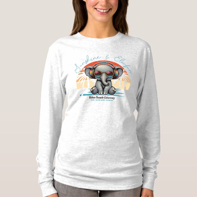 Spring Sunshine und Ele-fun Retro Beach Abenteuer T-Shirt (Vorderseite)
