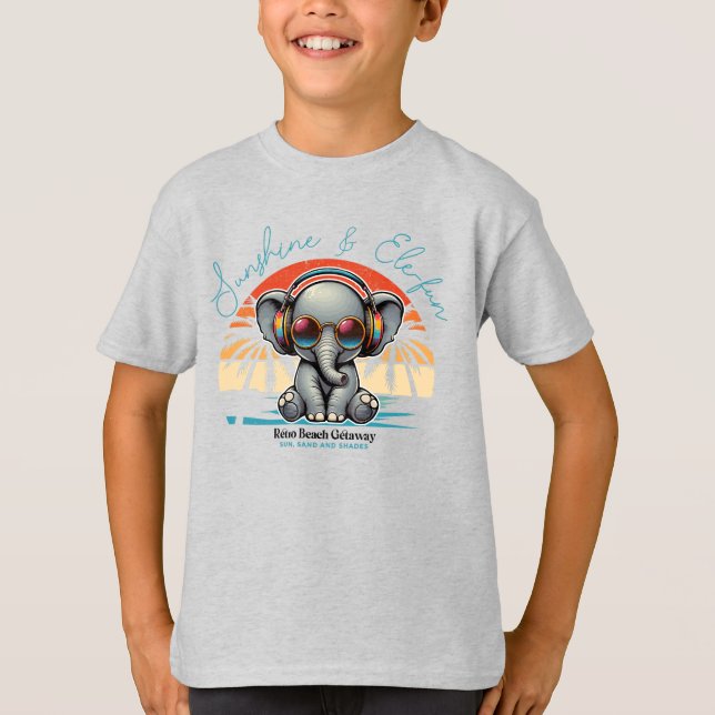 Spring Sunshine und Ele-fun Retro Beach Abenteuer T-Shirt (Vorderseite)