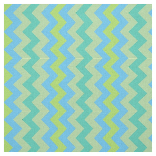 Spring Sunshine Zickzack Muster Blau Grün Gelb Stoff (Muster)