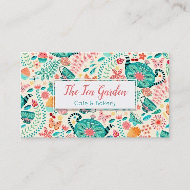 Spring Tea Garden Business Card Visitenkarte (Vorderseite)