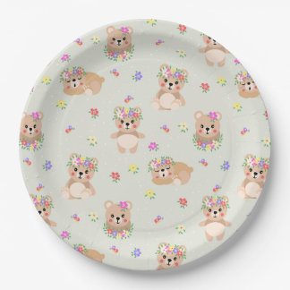 Spring teddy bear pappteller