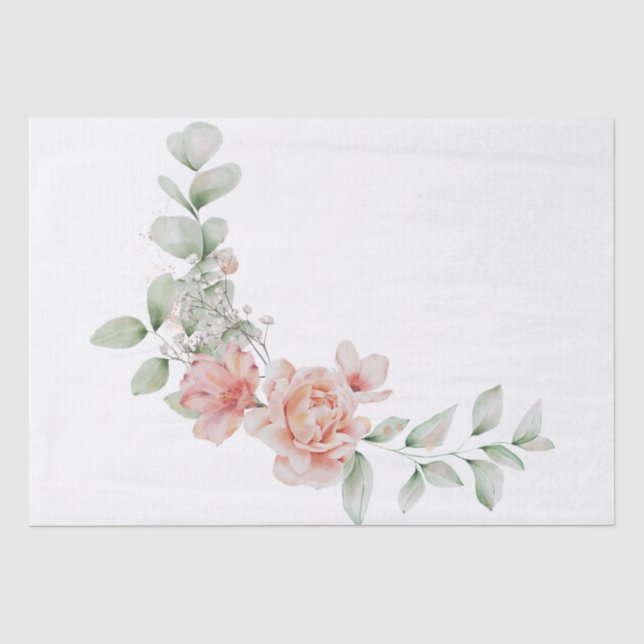 Spring Tender Peach Pastel Floral Bouquet Seidenpapier (Vorderseite)