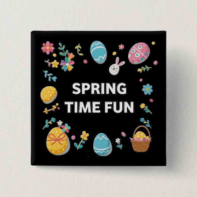 Spring Time Fun Easter | Pascua Primavera Button (Vorderseite)