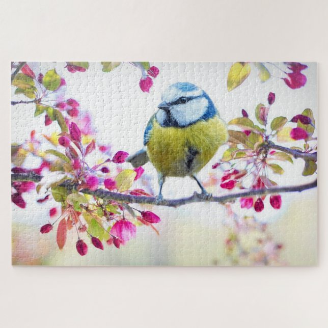 Spring Tit Bird Spring Blue Nature Branch (Horizontal)