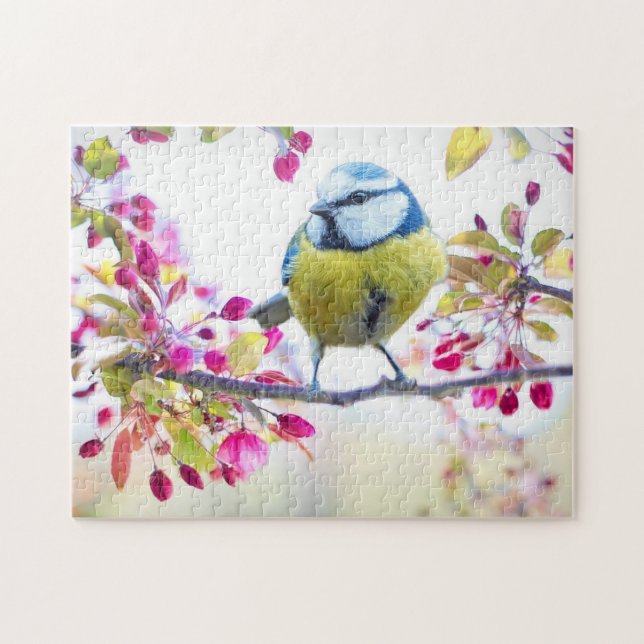 Spring Tit Bird Spring Blue Nature Branch Jigsaw P (Horizontal)