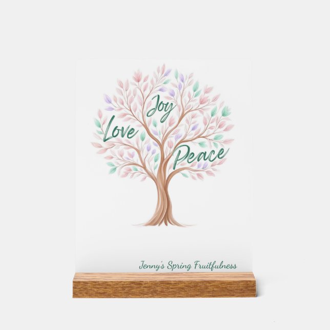 Spring Tree with Scripture – Personalized Easter Acrylschild (Vorderseite)