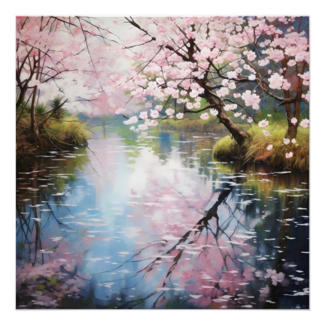 Spring Trees River Fotodruck (Vorne)