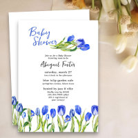 Spring Tulip Blume Blue Floral Baby Dusche