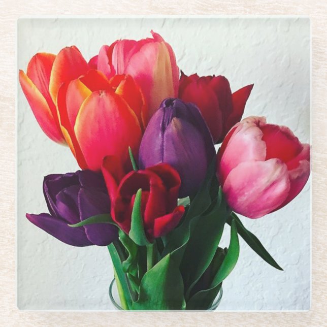 Spring Tulip Bouquet Glasuntersetzer (Vorderseite)