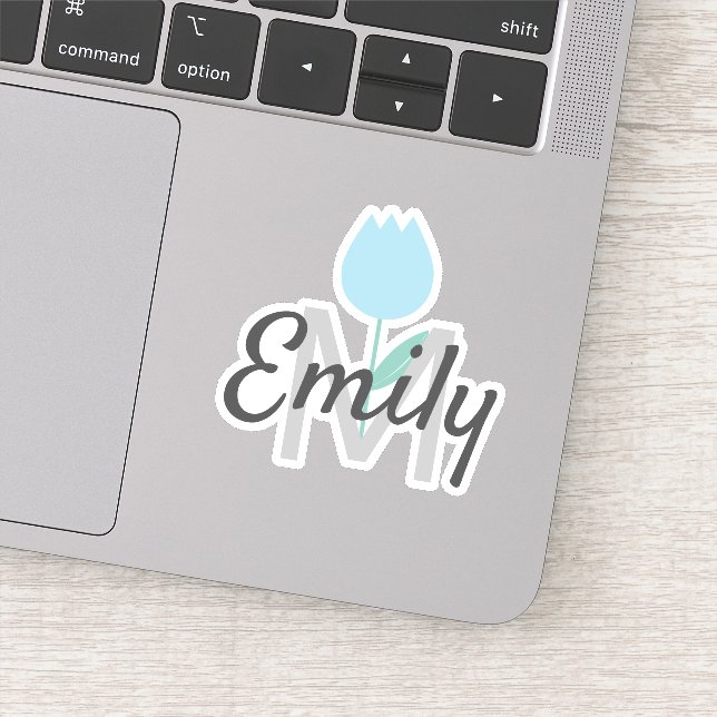 Spring Tulip Mit Monogramm Individuelle Name Aufkleber (Detail)