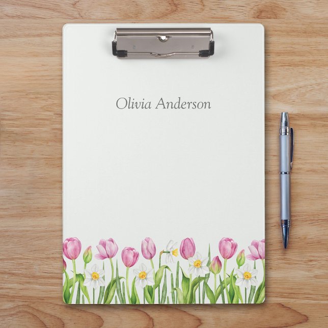 Spring Tulips & Daffodils Floral Clipboard Klemmbrett (Von Creator hochgeladen)