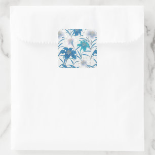 Spring Tulips Floral Lilac Blue Quadratischer Aufkleber