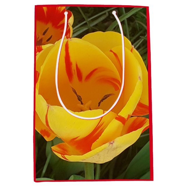 Spring Tulips Geschenktasche Mittlere Geschenktüte (Vorderseite)