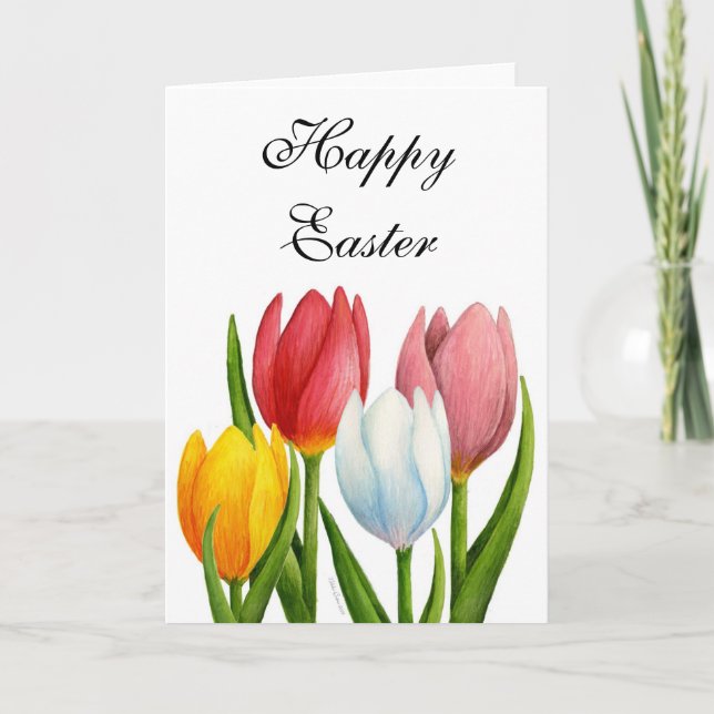 Spring Tulips Osterkarte Feiertagskarte (Vorderseite)