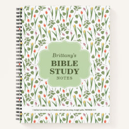 Spring Tulips Pattern Personalized Bible Study Notizbuch
