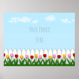Spring Tulips White Picket Zaun Custom Foto Poster