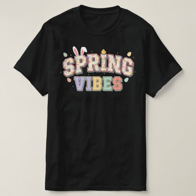 Spring Vibes Blooming Floral Happy Easter  T-Shirt (Design vorne)