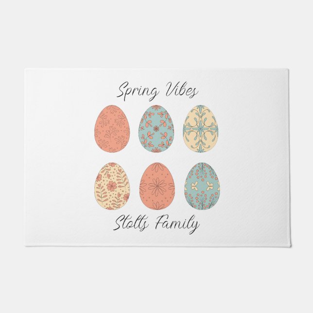 Spring Vibes - Personalisiert Osterheimatt mit Fl Fußmatte (Vorderseite)