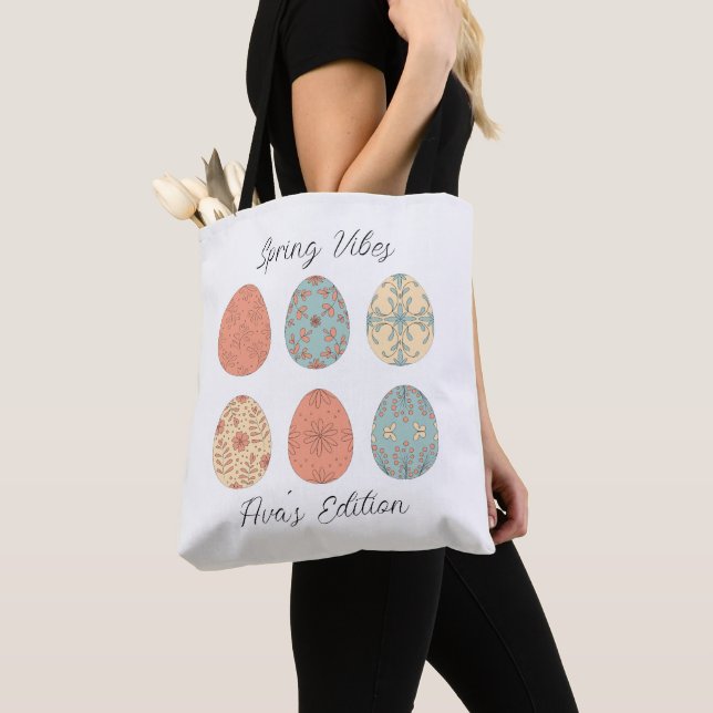 Spring Vibes - Personalisierter Ostertoiletag mit  Tasche (Von Nahem)