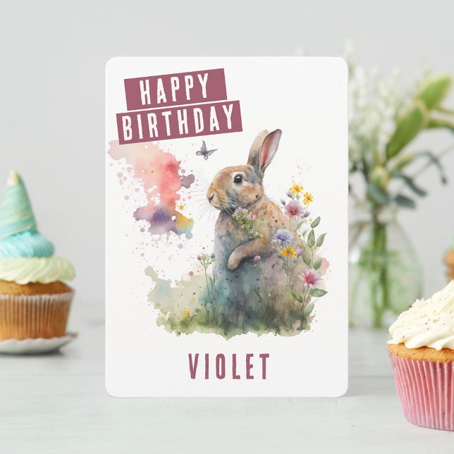 Spring vibes Rabbit Birthday Card Feiertagskarte (Von Creator hochgeladen)