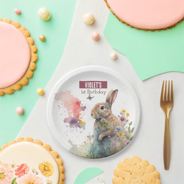Spring vibes Rabbit - Birthday Party - Pappteller (Von Creator hochgeladen)