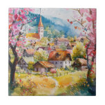 Spring Village Fliese<br><div class="desc">A Watercolour Village in Springtime</div>
