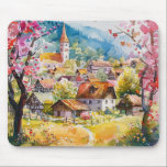 Spring Village Mousepad<br><div class="desc">A Watercolour Village in Springtime</div>