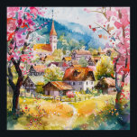 Spring Village Poster<br><div class="desc">A Watercolour Village in Springtime</div>