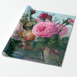 Spring Vintage Flower Linen Wrapping Paper Geschenkpapier