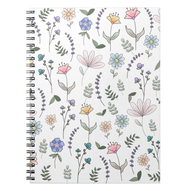 Spring Wassercolor Doodle-Blume Notizblock (Vorderseite)