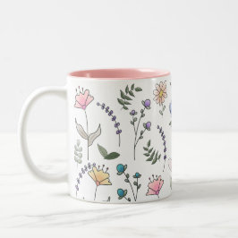 Spring Wassercolor Doodle-Blume Zweifarbige Tasse