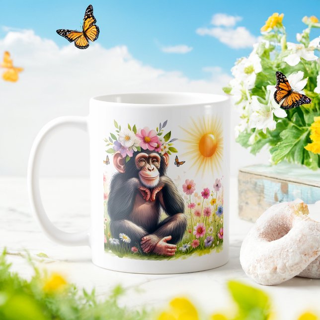 Spring Wassercolor Schimpanse - Kid-Tasse Kaffeetasse (Von Creator hochgeladen)