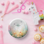 Spring Watercolor Birds Floral Monogram Wildflower Pappteller<br><div class="desc">Spring Watercolor Birds Floral Monogram Wildflower Name</div>