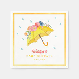 Spring Watercolor Floral Baby Dusche Napkins - Apr Serviette