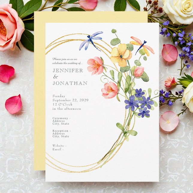 Spring Watercolor Floral Wedding Invitation Einladung (Von Creator hochgeladen)