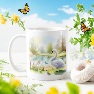 Spring Watercolor Swan Kaffeetasse