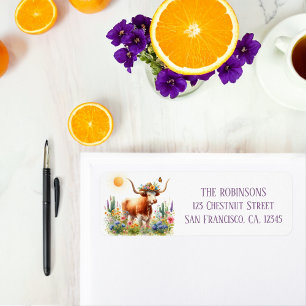 Spring Watercolor Texas Longhorn Rücksendeadresse