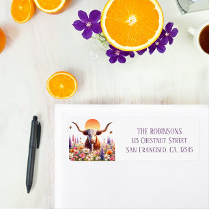 Spring Watercolor Texas Longhorn Rücksendeadresse