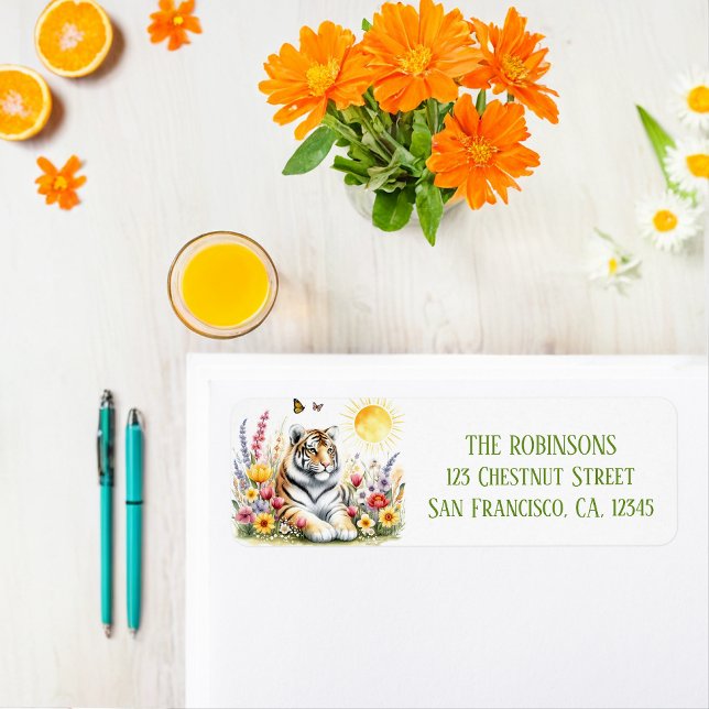 Spring Watercolor Tiger Rücksendeadresse (Von Creator hochgeladen)