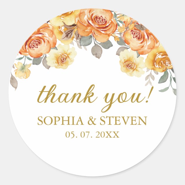 Spring Wedding Floral Style Runder Aufkleber (Vorderseite)